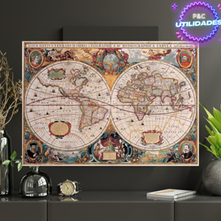 Poster Mapa Mundial Vintage Retro Mundi Mapamundi Decorativo