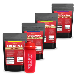 Creatina Monohidratada 250g L-Glutamina 300g L-Arginina 250g Beta-Alanina 250g - Red Fit Nutrition