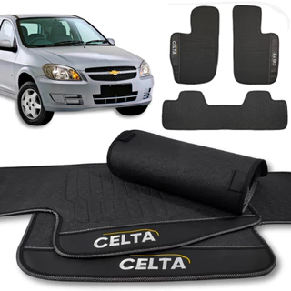 Tapete Celta 2000 a 2016 Bordado Borracha 3 Peças Traseiro Inteiriço Linha Premium a Pronta entrega