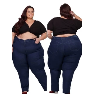 Calça Jeans Plus Size Clássica Cintura Alta Elastano Caimento Perfeito 58 ao 66