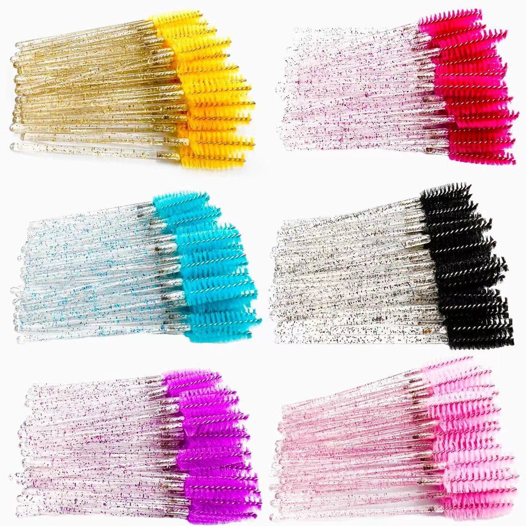 Kit escovinhas cílios com glitter sobrancelhas extensão design alongamento escovas descartáveis