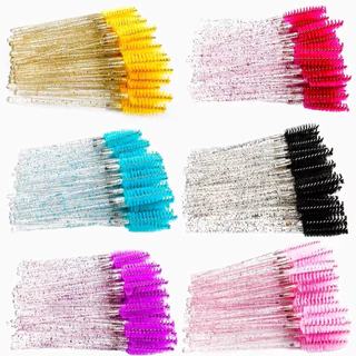 Kit escovinhas cílios com glitter sobrancelhas extensão design alongamento escovas descartáveis