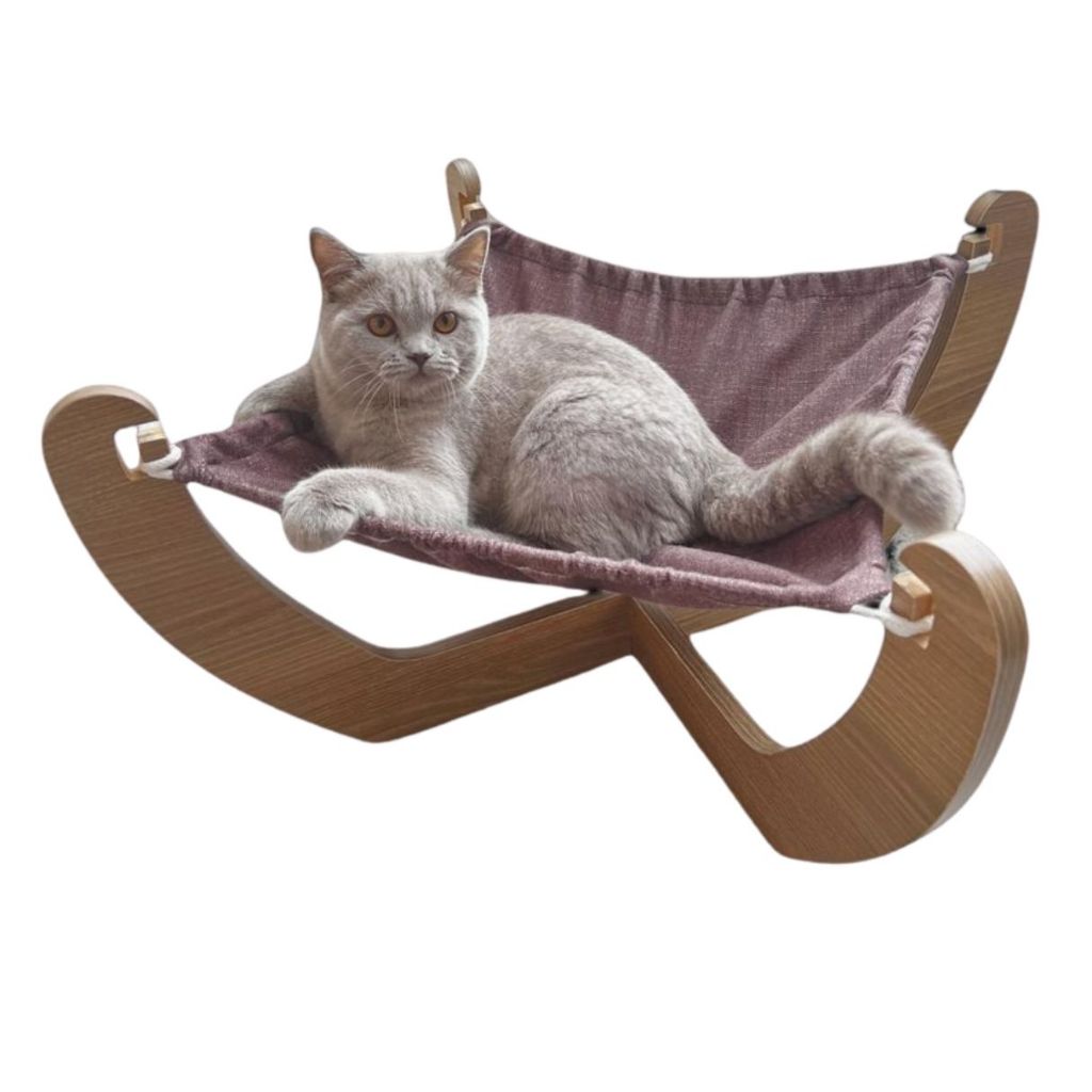 Cama Rede Para Gato e Cachorro Pet MDF Espreguiçadeira Amadeirada Modelo X