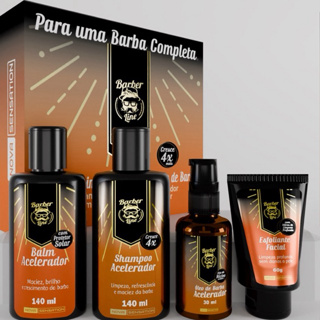 Kit Barba Balm Shampoo Óleo Esfoliante + Ricino, Biotina e Pantenol