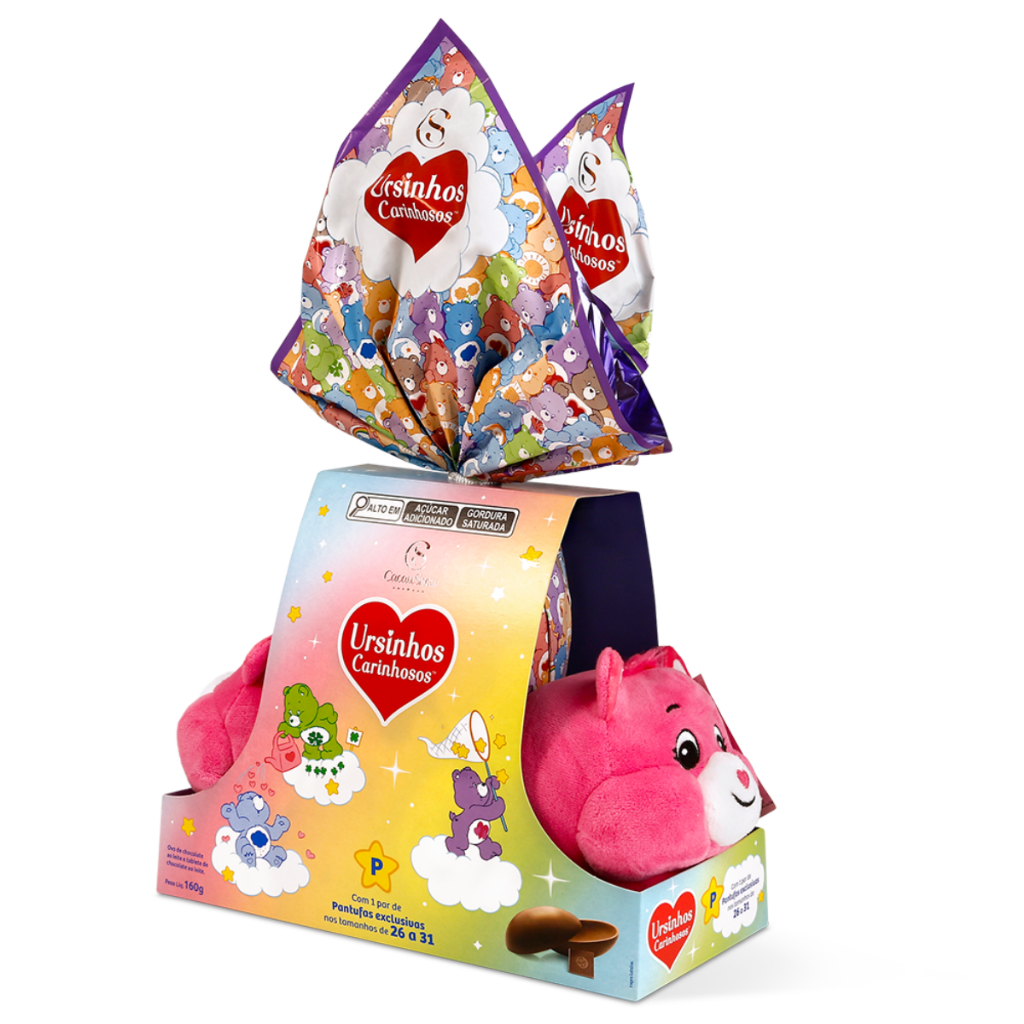 Ovo de Páscoa com Pantufa Ursinhos Carinhosos Rosa 160g - Cacau Show