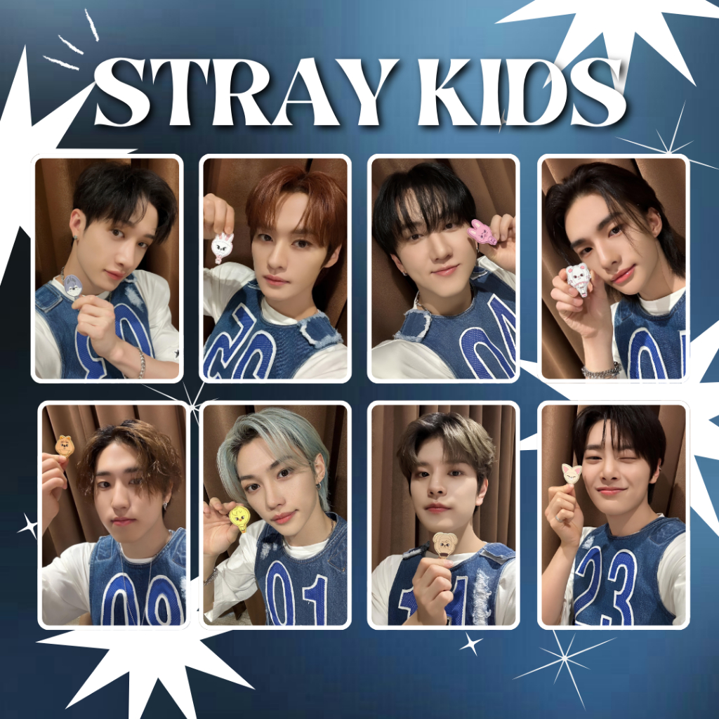 Hymik Straykids Album Merch Set For Fans, Including Straykids Photocards, Keychain, SKZ Pins, Lanyard, 2 PCS Phone Ring Holder, Drawstring Bag