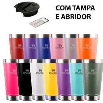 copo térmico inox 473 ml grande com tampa e abridor para cerveja gelada