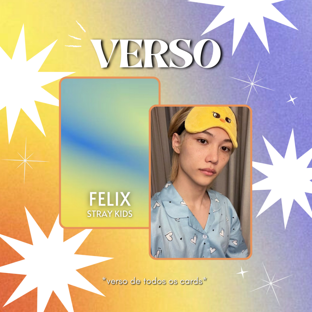 STRAY KIDS - Felix, set 2 Photocards Fanmade frente e verso, Set