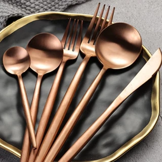 24Peças Cor Dourada Garfo e Colher e Faca Conjunto De Talheres De Aço luxo Inoxidável