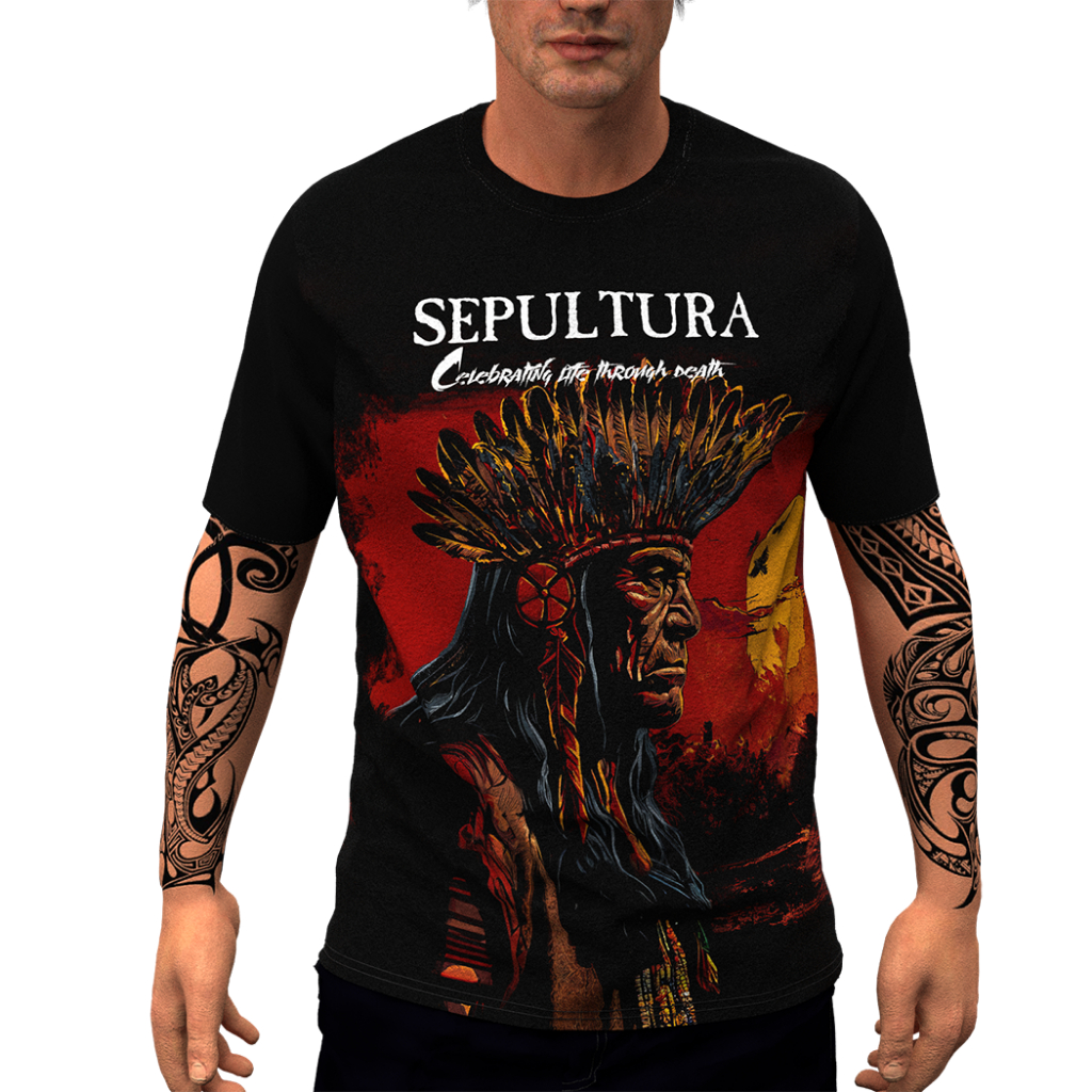 Camiseta Sepultura Tour Despedida Estampa AI Stamp for All Custom Blusa Camisa Personalizada Banda Rock SP 520
