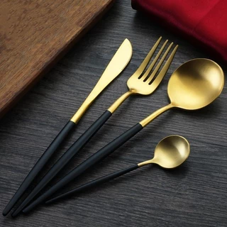 30Peças Cozinha DoméSticos Conjunto De Talheres De AçO InoxidáVel Faca De Bife Garfo De Café Colher De
