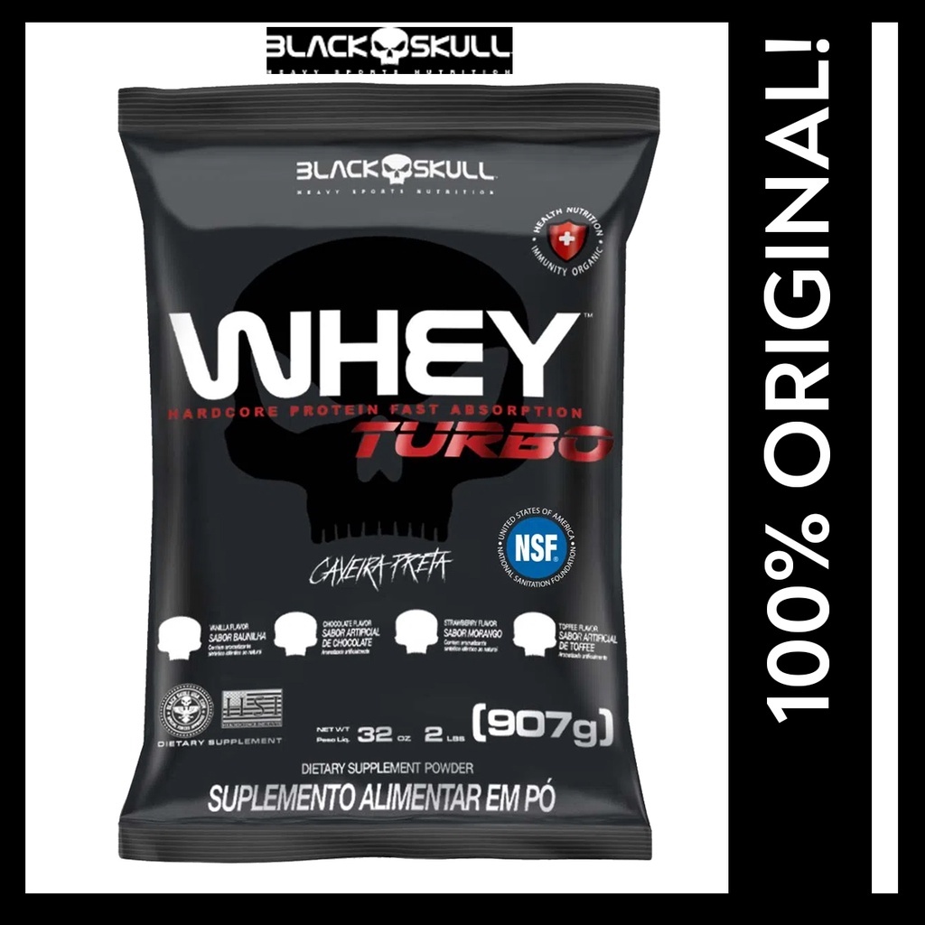 Whey Protein Black Skull Turbo G Concentrado Caveira Preta