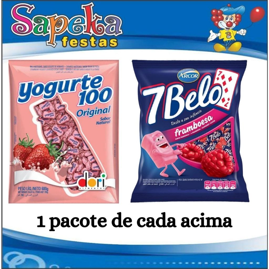 Kit 1 pacote bala yogurt 100 600g 1 pacote bala 7 belo 500g shopee brasil