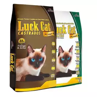 Ração Premium Gato Castrado Luck Cat 10,1kg Sabor Frango e Arroz ou Peixe