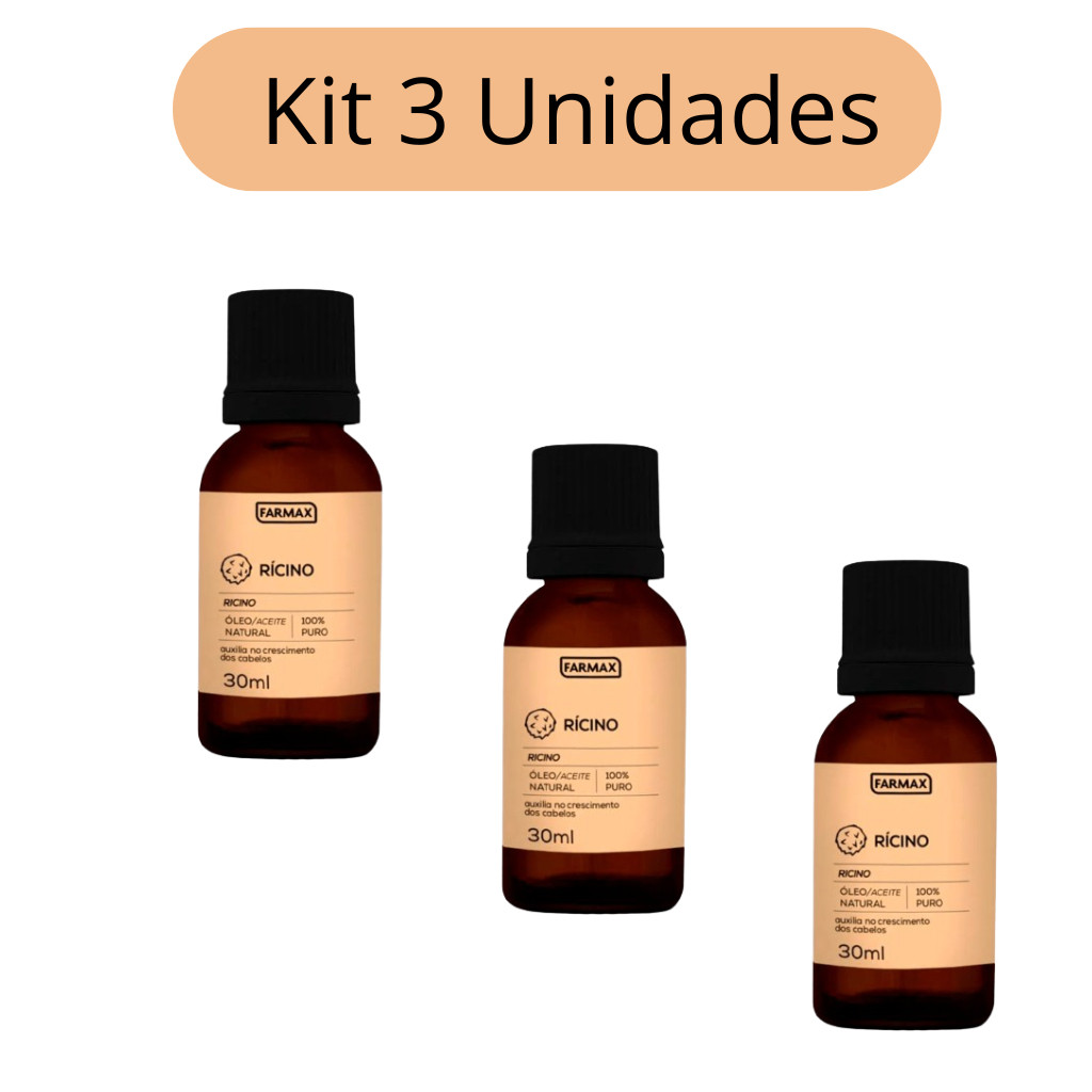 Kit Oléo De Rícinio 100 % Puro 30 ML Farmax Reconstrução e Crescimento