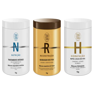 KIT CRONOGRAMA CAPILAR PROFISSIONAL TODA TODA COSMETICOS NUTRIÇÃO RECNSTRUÇÃO HIDRATAÇÃO P SEUS CABELOSi