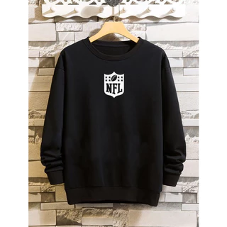 Moletom Careca NFL Preto Branco Liso Tecido Premium Unissex Feminino Masculino Estampa Sem Capuz