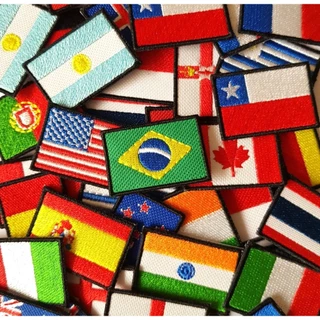 Kit 9 Mini Bandeira Bordada Estados E Paises 3x4,5cm Patch Mochileiros