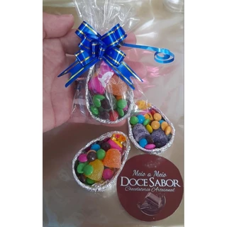 kit com 10 mini ovo de pascoa com doces para lembrancinhas
