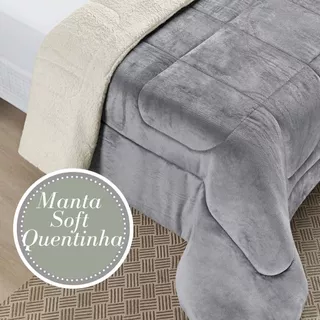Coberdrom Casal Queen King Dupla Face Sherpa com Mantinha Quente Toque Macio Dias Frios