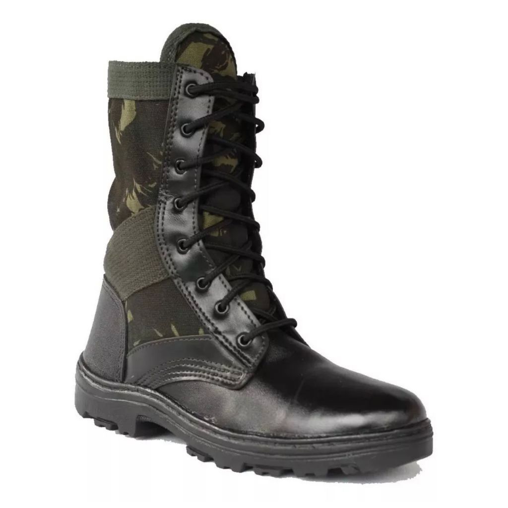 Bota Militar Tática Zíper Solado Costurado Reforçado Motoqueiro Masculino