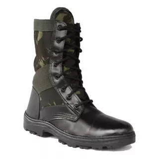 Bota Militar Tática Zíper Solado Costurado Reforçado Motoqueiro Masculino