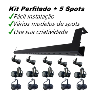 Trilho Perfurado Perfilado Kit 5 Spots Só instalar
