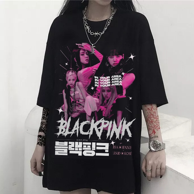 Camiseta Preta ALGODÃO Blackpink Jennie Rosé Jisoo Lisa Kpop