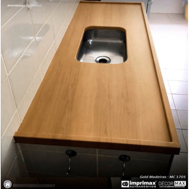Adesivo Para Envelopamento 61cm x 2m, aplicado em Pias e Bancadas Lavável Madeira Carvalho mc 1705 Peroba Imprimax Alta Qualidad