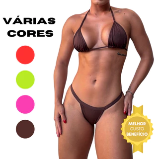 Biquini Fio Dental Marquinha Fita Bronze Verão Sem Bolso Bronzeamento Premium Varias Cores