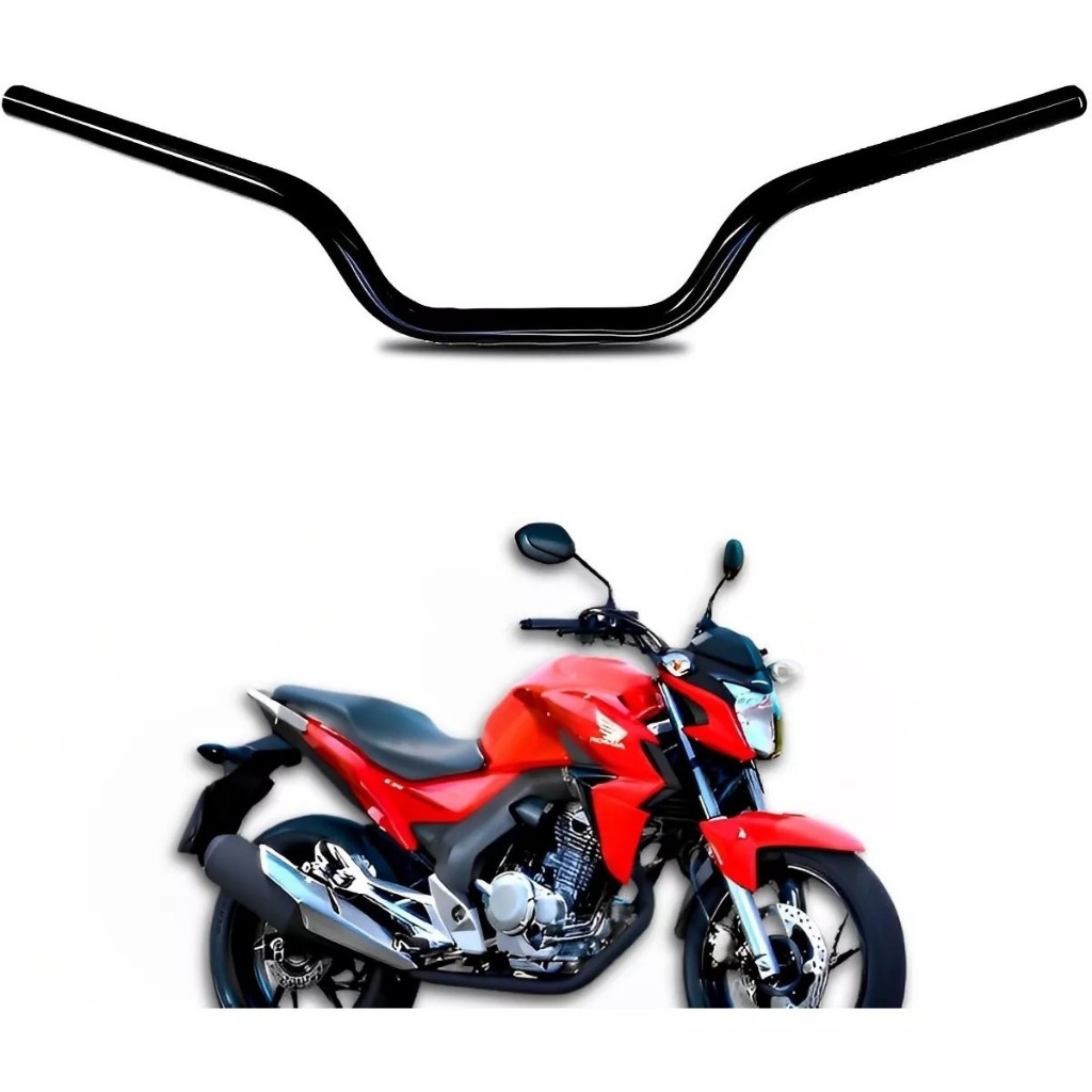 Guidão Cb Twister 250f 2016 2017 2018 2019 2020 2021 2022 Modelo Original-Preto Cromado