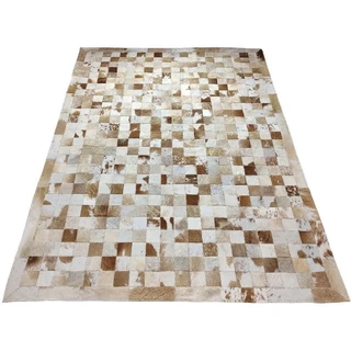 Tapete de Couro Bege malhado 1,50x2,00 com bordas