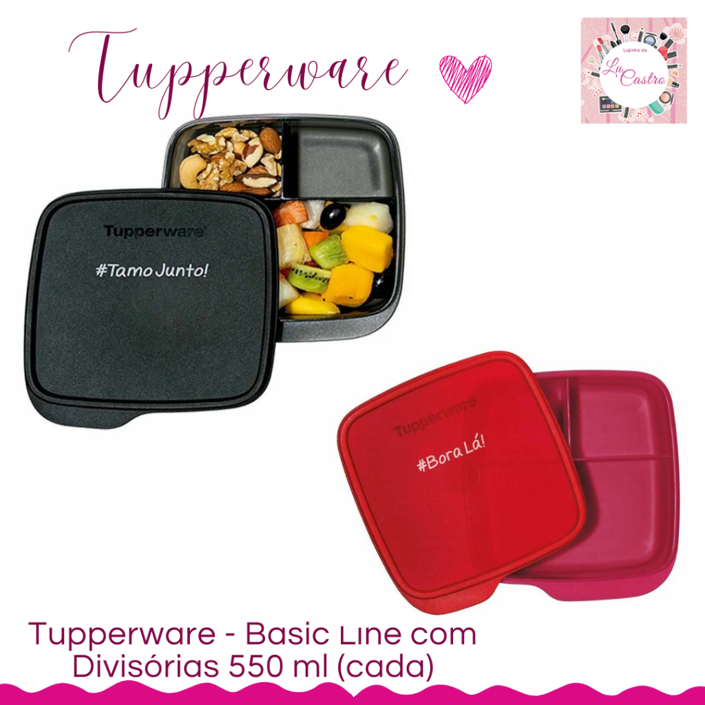 Tupperware - Basic Line Com Divisórias 550ml (ESCOLHA A COR) | Shopee ...