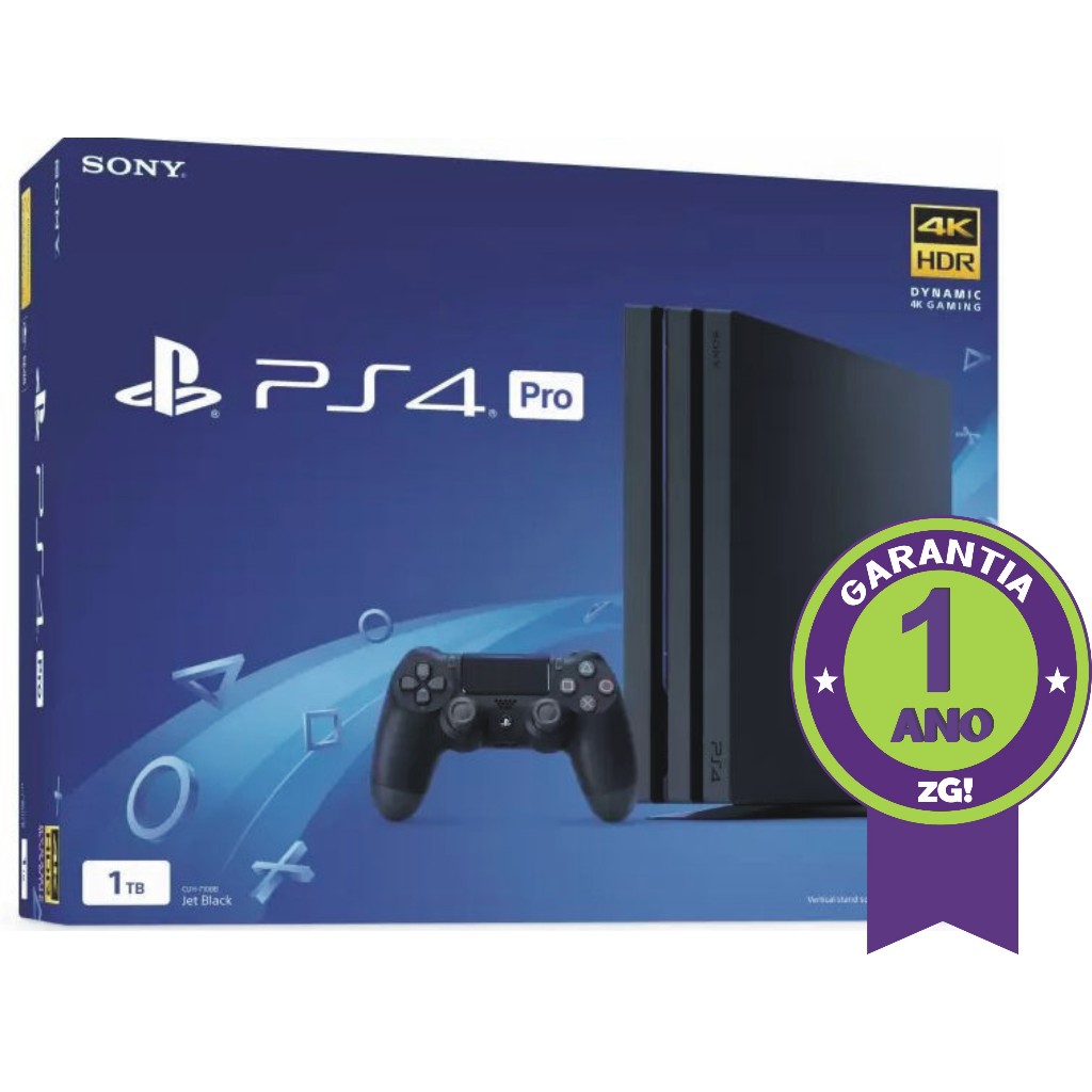 Console Sony Ps4PRO 1TB Playstation 4 PRO 1TB 4K + 01 Ano de Garantia + Jogo Brinde