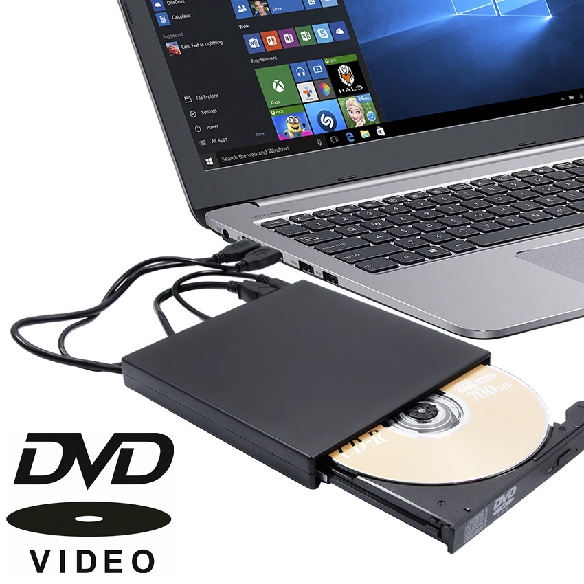 Leitor E Gravador Cd Dvd Externo Slim Preto Usb 3.0 P/ Pc