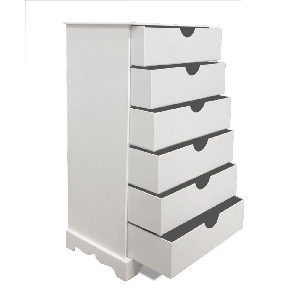 Cômoda Pintada Madeira Mdf Branca 6 Gavetas Promoção
