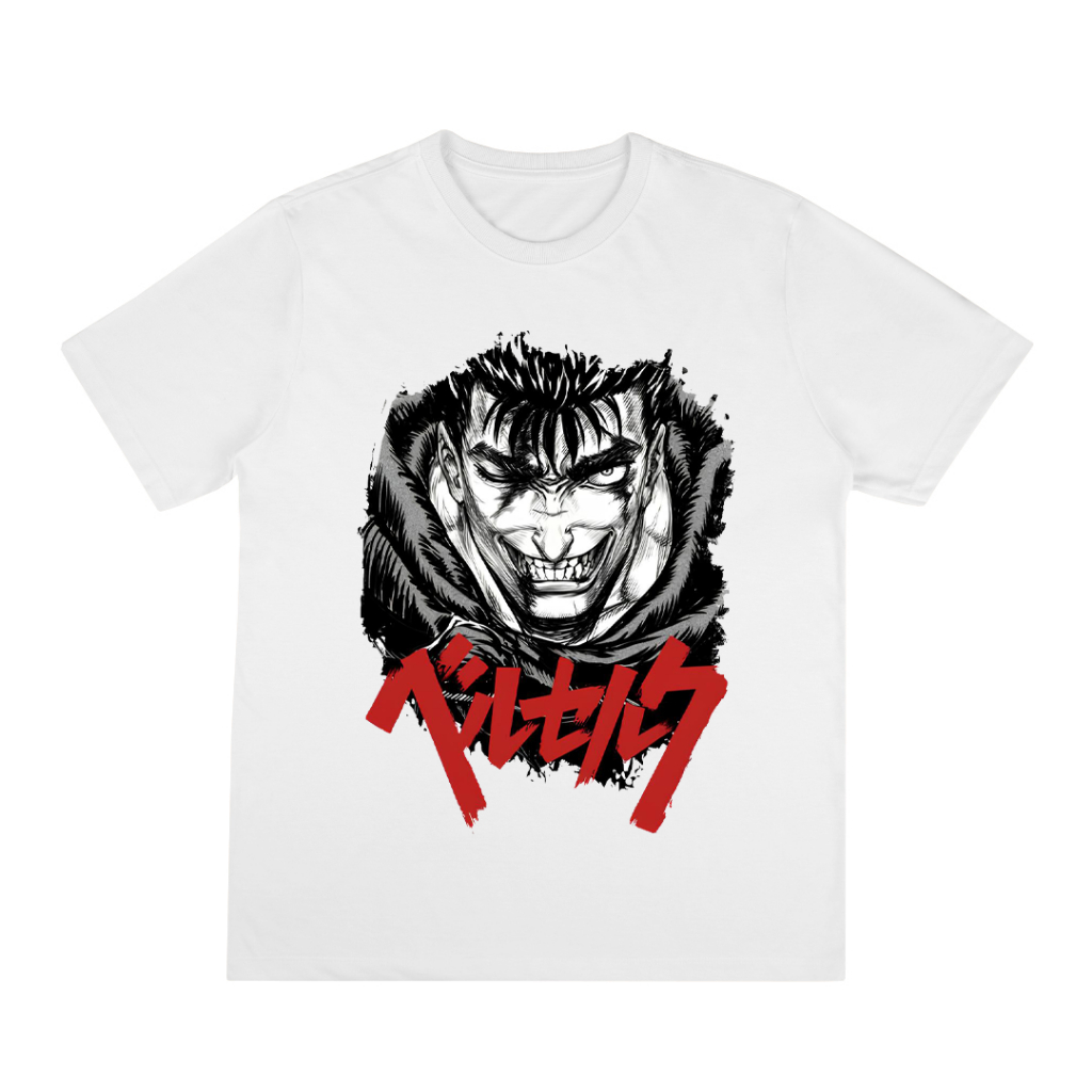 Camiseta Básica Masculina Feminina Berserker anime Algodão Fio 30.1 Penteado Zero Encolhimento