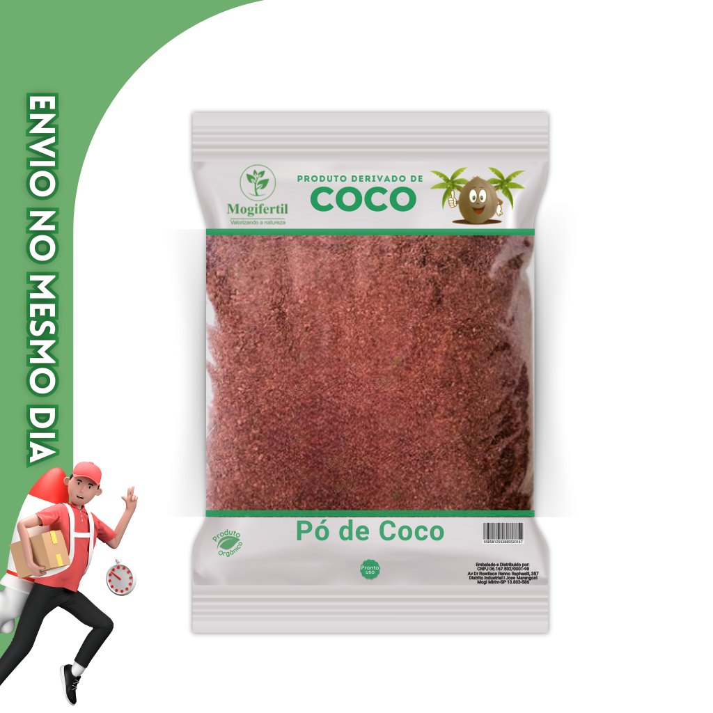 Po de Coco Lavado 10L Mogifertil Plantio Planta Flor Germinação Horta Adubo Organico Orquidea Jardim Natural