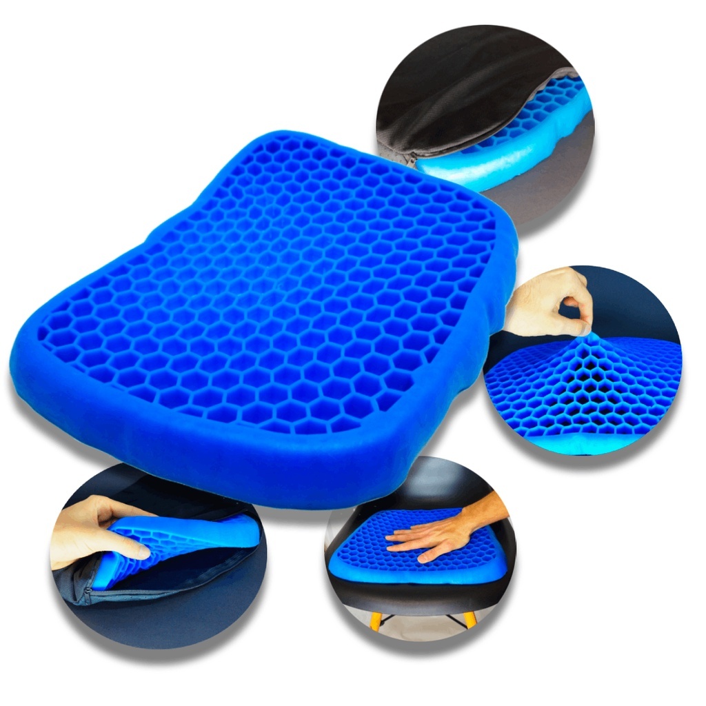 Almofada Assento Gel Silicone Escaras Cóccix Ortopédico Hexa