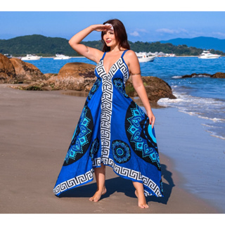 VESTIDO LENÇO INDIANO DECOTE V ESTAMPADO TAMANHO Ú (36/44)