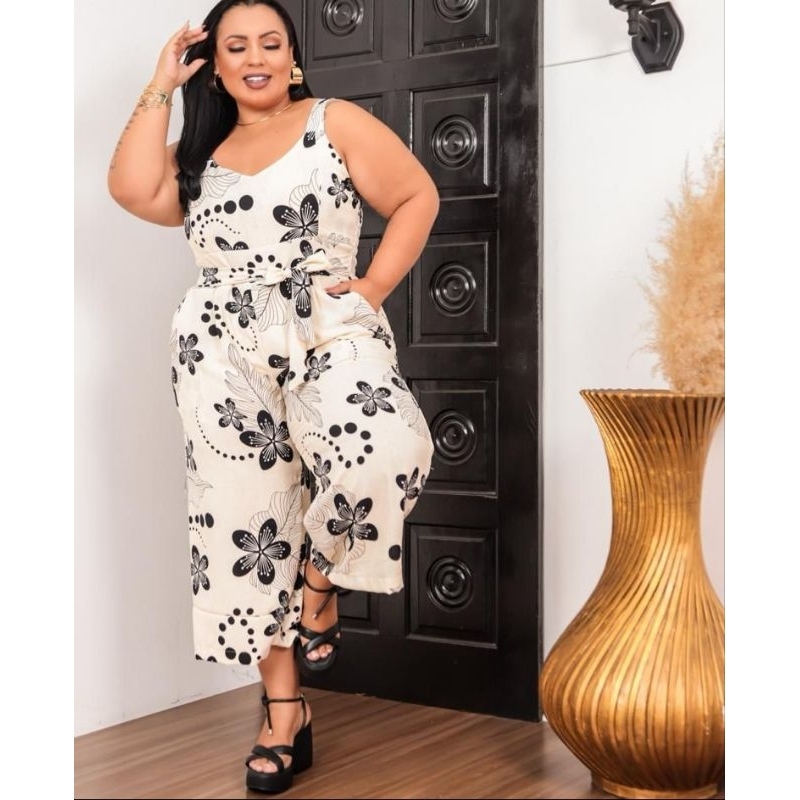 Macacão Longo Comfy Animal Print Plus Size - Chic e Elegante