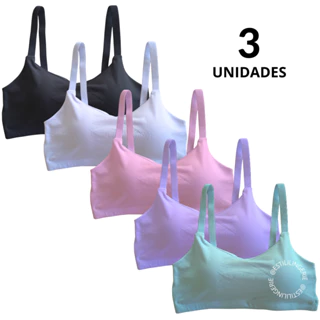 Kit 3 Top Fitness Com bojo Removível Academia Roupa Íntima Feminina Estili Lingeire