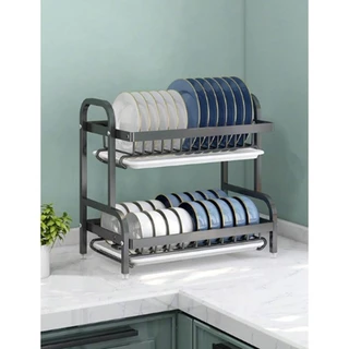 Escorredor de Louças Preto Rack Organizador Aço Inoxidável