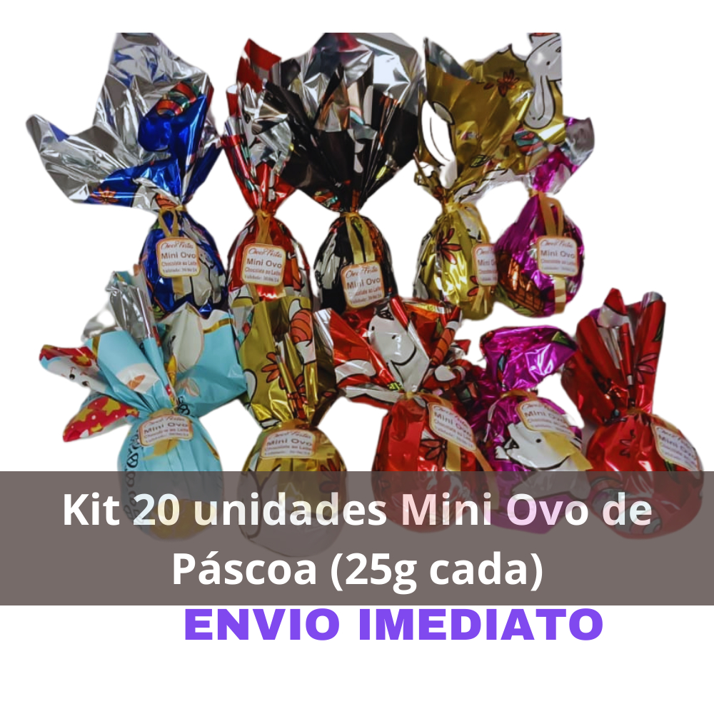 Ovo de Páscoa Chocolate 25g mini kit 20 unidades