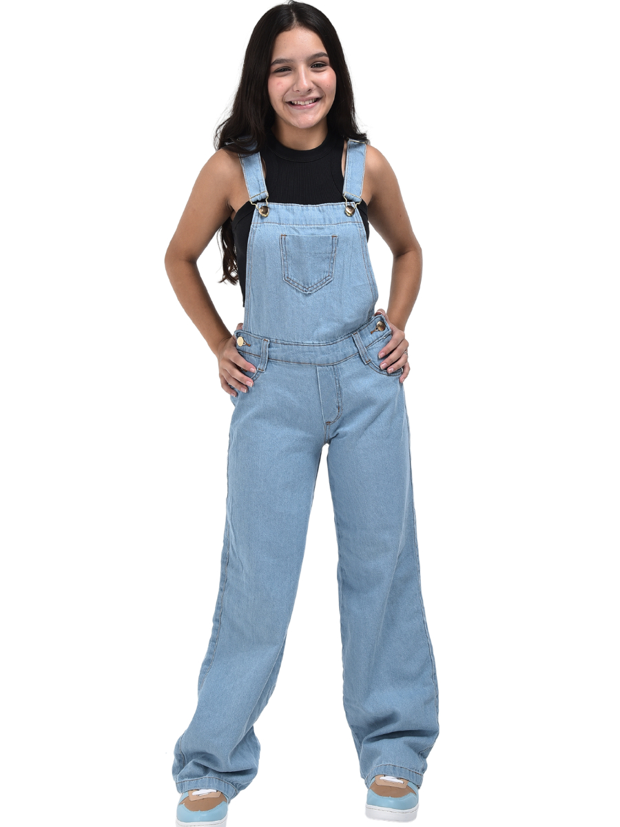 Macaquinho Jeans Juvenil MacacÃ£o Jeans Curto Infantil Jardineira