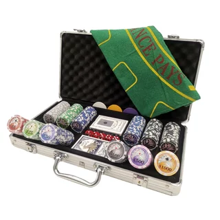 Kit Maleta de Poker 300 fichas numeradas baralho e dados