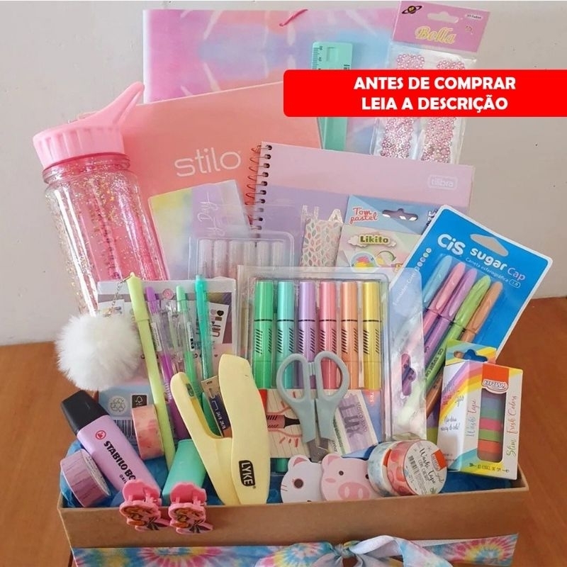 KIT MATERIAL ESCOLAR PAPELARIA KAWAII FOFA 15 ITENS | Shopee Brasil