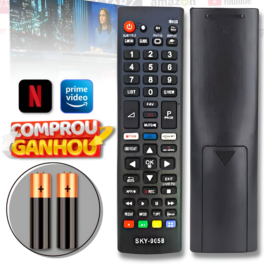 Controle Remoto Para Tv LG Com Acesso Rapido a Netflix Amazon Com Pilhas