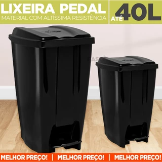 Lixeira Lixo Plástico Com Tampa Pedal Eco Nature Capacidade de 7,5L / 20L ou 40L Organização Limpeza Casa Banheiro Cozinha Escritorio Material Polipropileno Resistente - ENVIO IMEDIATO