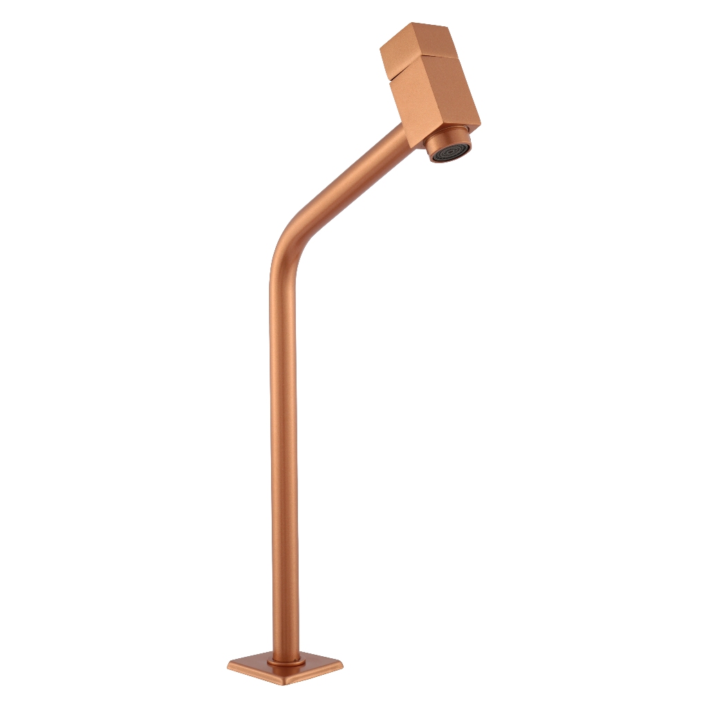 Torneira Para Cuba Link 45° Alta Lavabo Quadrada Rose Gold